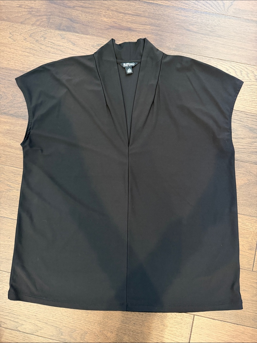 Buffalo David Bitton Black Sleeveless V-Neck Top Size Large Tie- C45-037